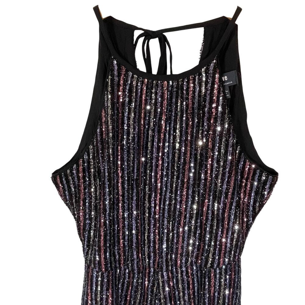 ANTHROPOLOGIE MAEVE Women’s Black Multi Color Sequin Halter Jumpsuit 2 - Picture 5 of 8